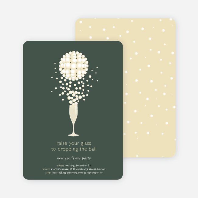 Pop the Champagne New Year’s Party Invitations - Forest Green