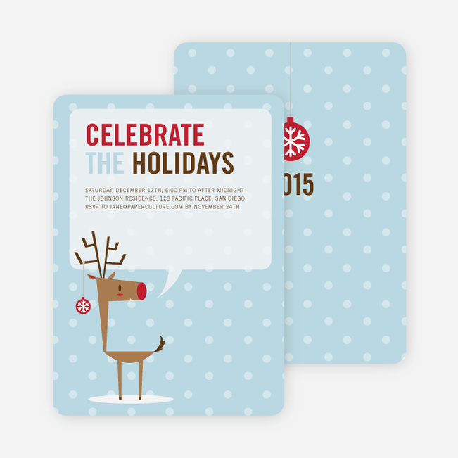 Rudolph’s Ornament Holiday Invitations - Arctic Blue