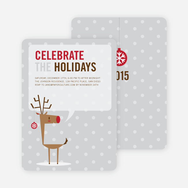 Rudolph’s Ornament Holiday Invitations - Pale Silver