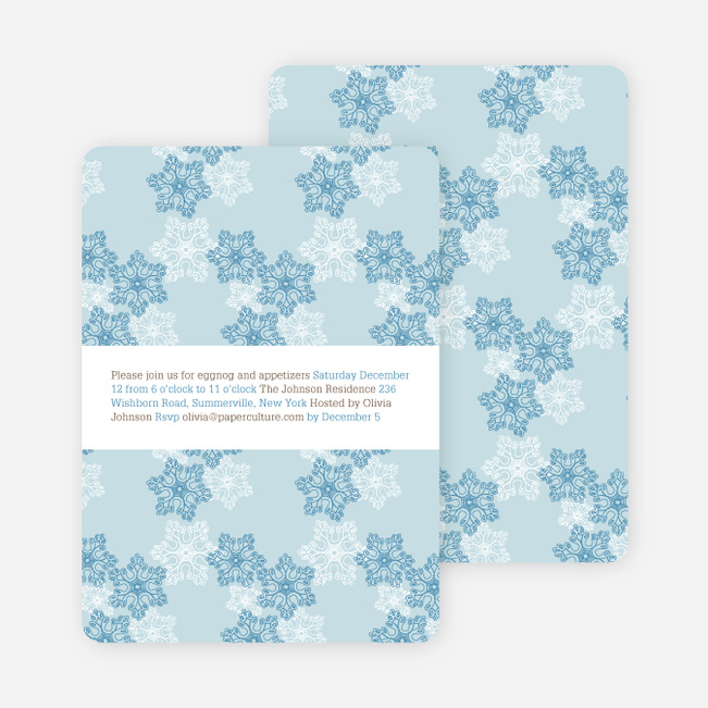 Snowflake Pattern Holiday Invitations - Mystic Blue