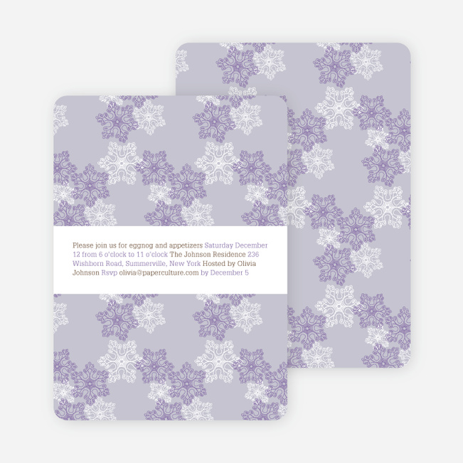 Snowflake Pattern Holiday Invitations - Wisteria