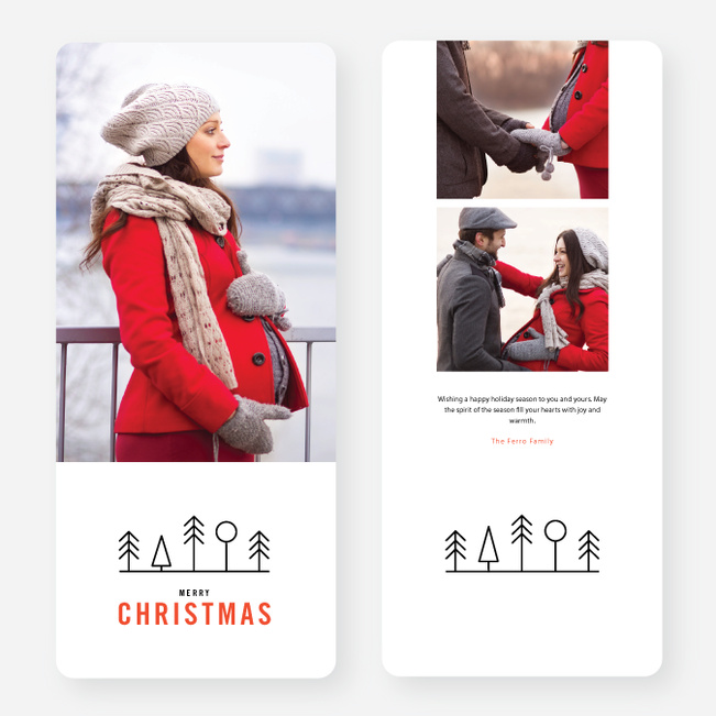 Simple Tree Icons Christmas Card - Red