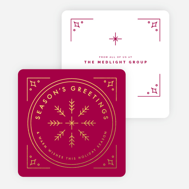 Classic Foil Snowflake Corporate Holiday Cards - Red