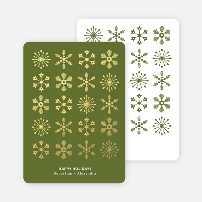 Foil Corporate Snowflakes Holiday Cards - Green