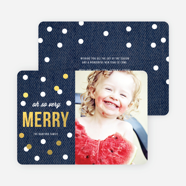 Foil Holiday Card of Circles: Confetti, Ornaments or Snow? - Blue