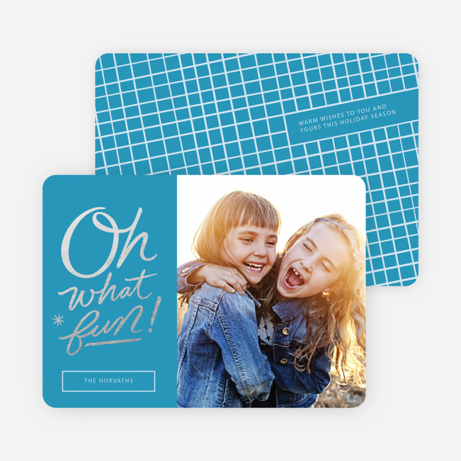 Oh What Fun Foil Holiday Cards - Blue