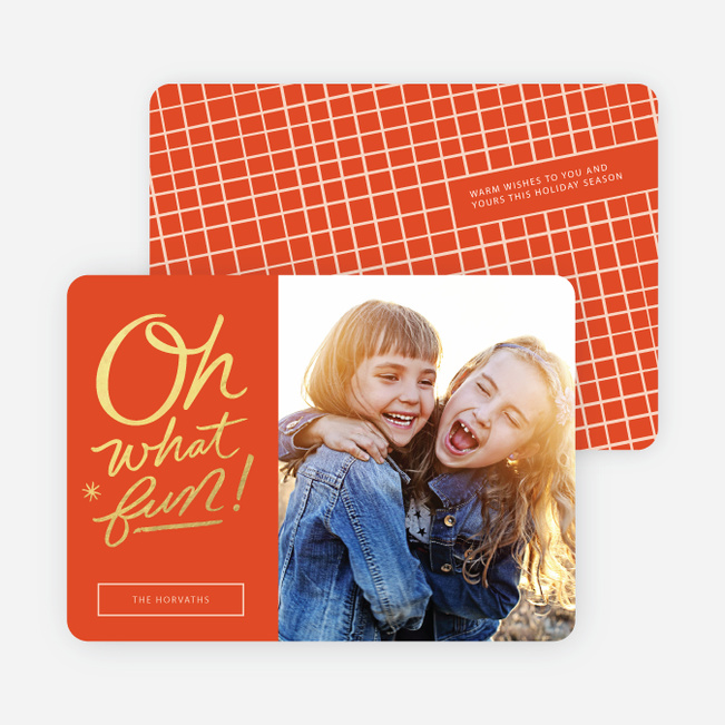 Oh What Fun Foil Holiday Cards - Orange