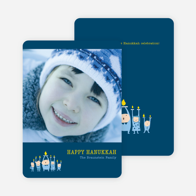 Case of the Missing Menorah Candle Hanukkah Card - Navy Blue