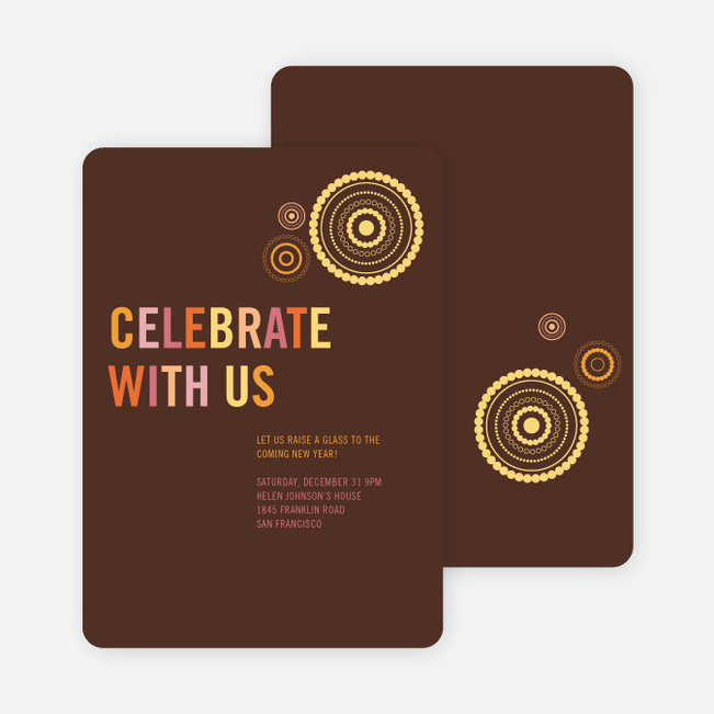 Fireworks New Year’s Party Invitations - Espresso