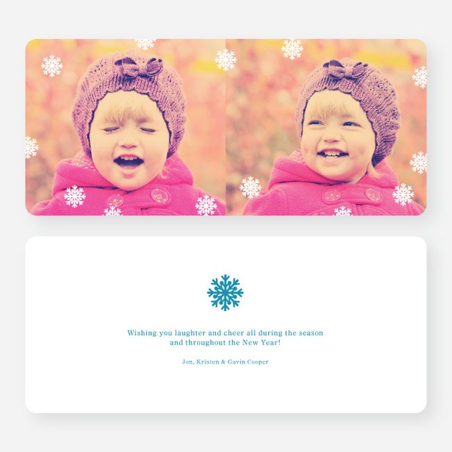 Fluttering Snowflake Holiday Photo Cards - Blue