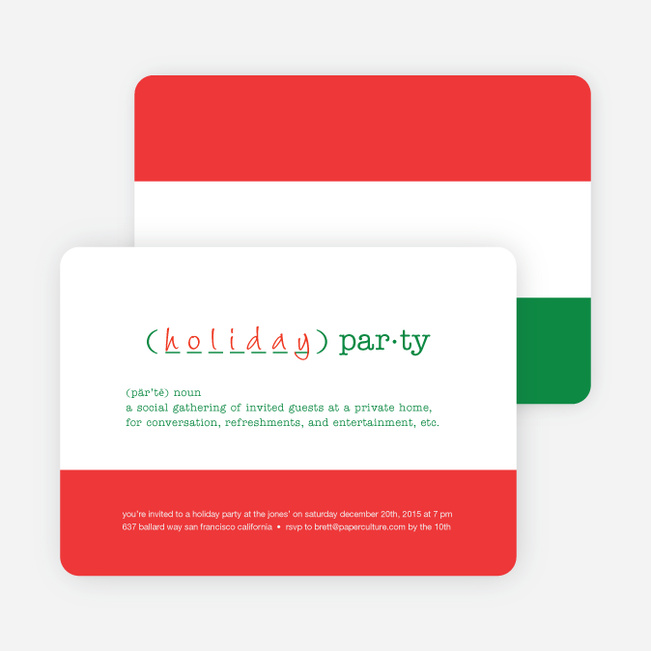 Holiday Party Definition Holiday Invitation - Cardinal