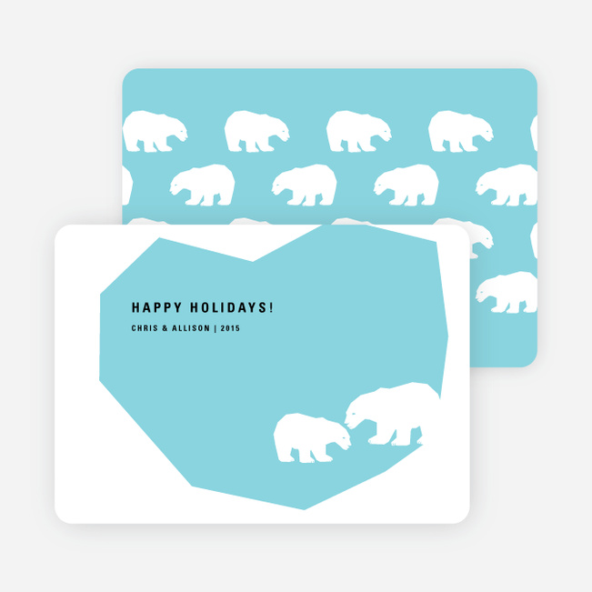 Polar Bear Happy Holidays Cards - Baby Blue