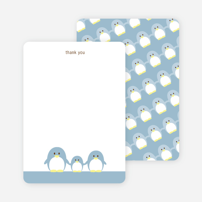 Stationery: ‘Penguin Family’ cards. - Dusty Blue