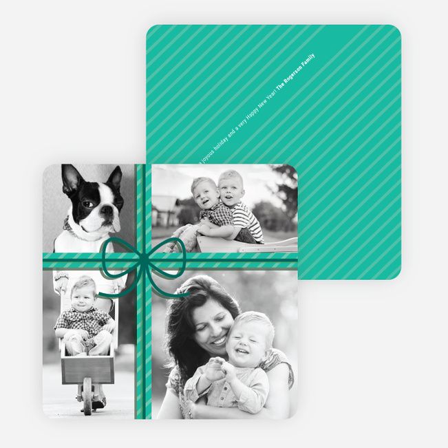 Photo Gift Wrap Holiday Cards - Blue