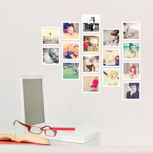 16 Custom Photo Wall Stickers - White