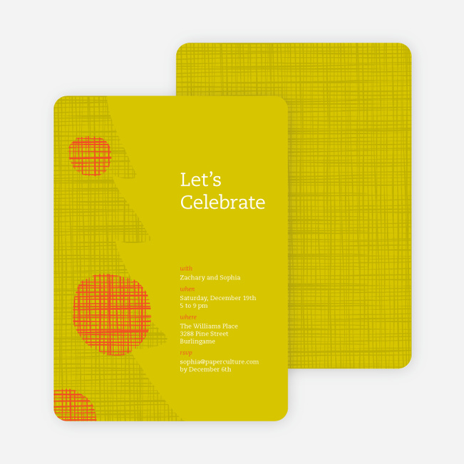 Modern Christmas Tree Themed Party Invitations - Mustard Yellow