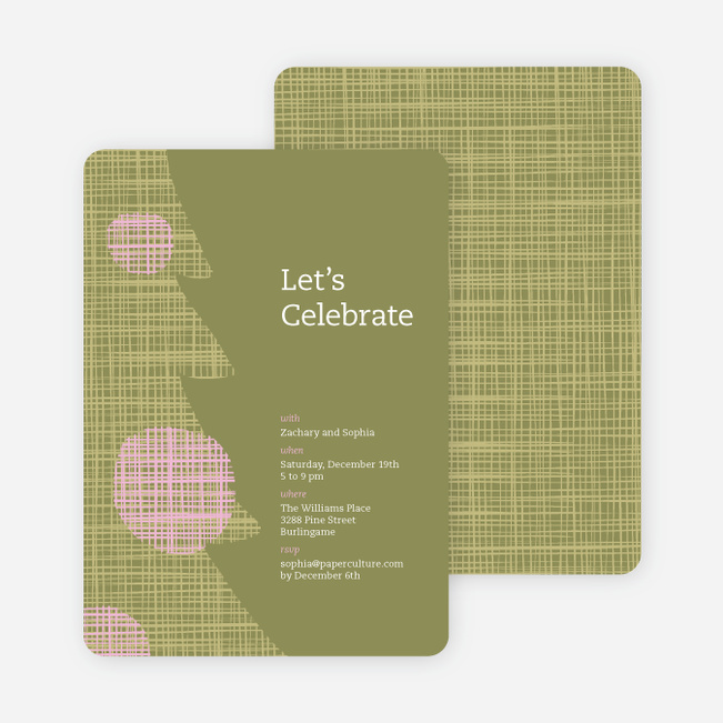 Modern Christmas Tree Themed Party Invitations - Olive Green