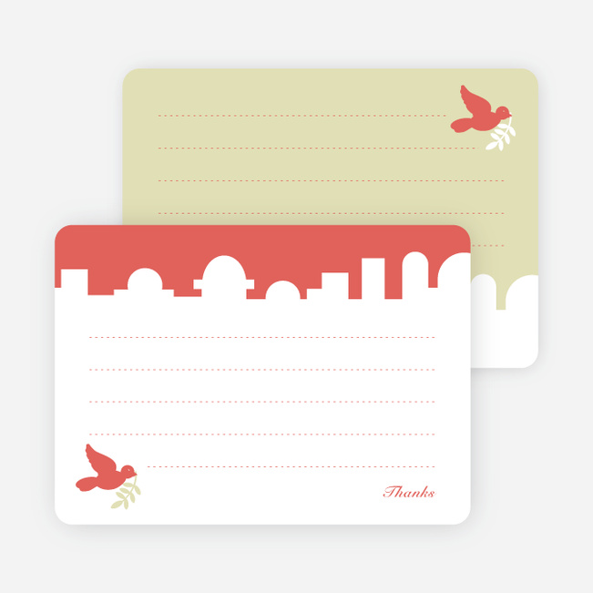 Note Cards: ‘Dove Over Bethlehem’ cards. - Watermelon Red
