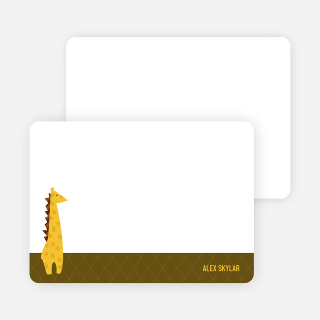 Note Cards: ‘Giraffe Baby Announcement’ cards. - Dark Olive