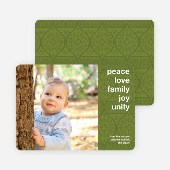 Ornate Pattern Holiday Greetings - Olive Green