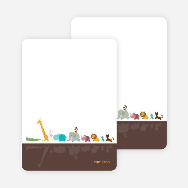 Personal Stationery for Zoo Parade Modern Birthday Invitation - Chocolate