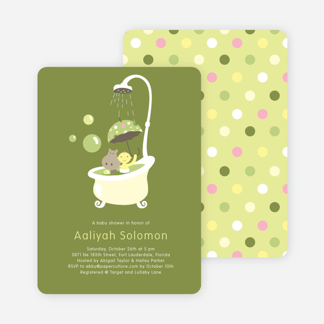 Rub a dub dub, a Hippo in the Tub Baby Shower Invitations - Bamboo