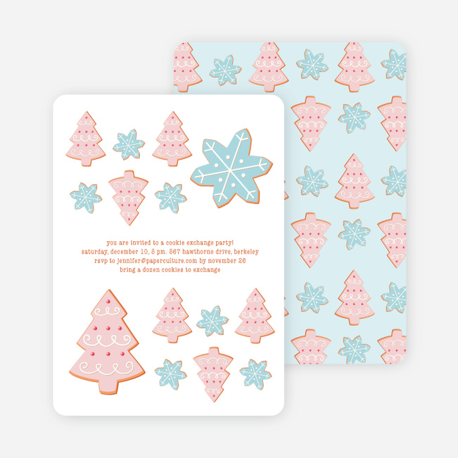 Snowflake Cookie Holiday Invitation - Powder Blue