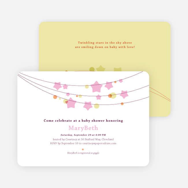 Star Crossed Baby Shower Invitations - Pink