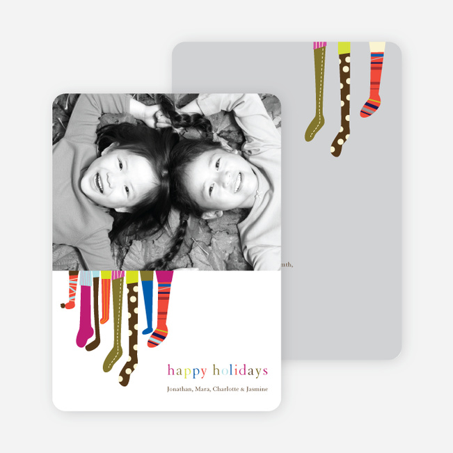 Stockings Stockings, Everywhere Holiday Cards - Silver Grey