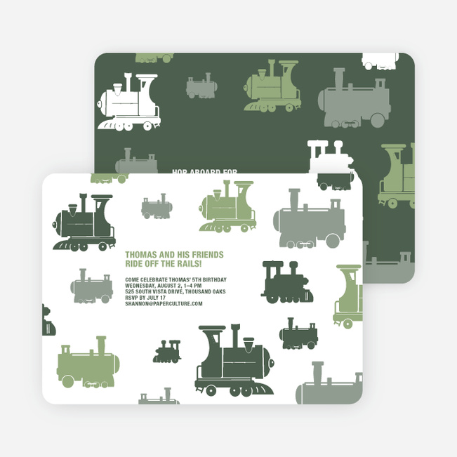 Thomas Loves the Train: Birthday Party Invitation - Green