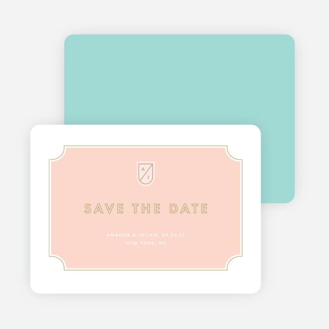 Tomorrow’s Crest Wedding Save the Date Cards - Pink