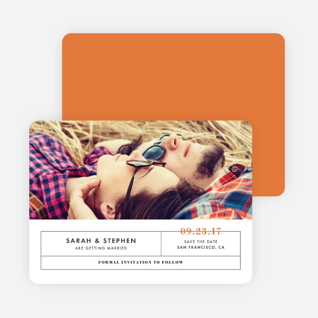 Modern and Classic Wedding Save the Date Cards - Orange