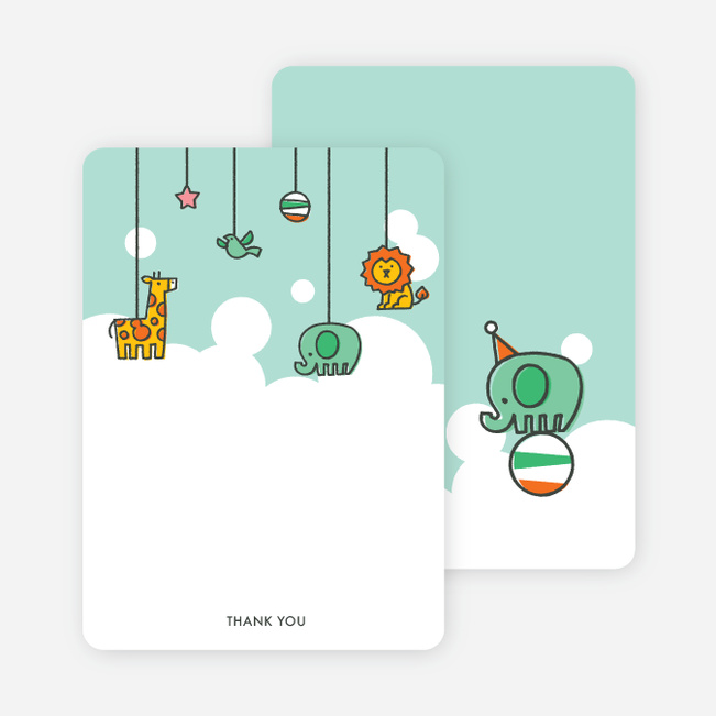 Animal Mobile Baby Thank You Cards | Paper Culture