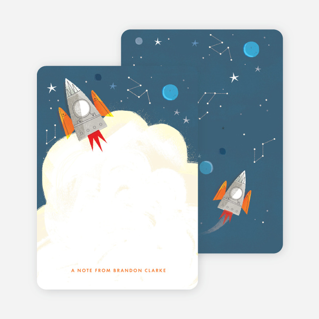 Space, Rocket ship Kids Stationery - Blue