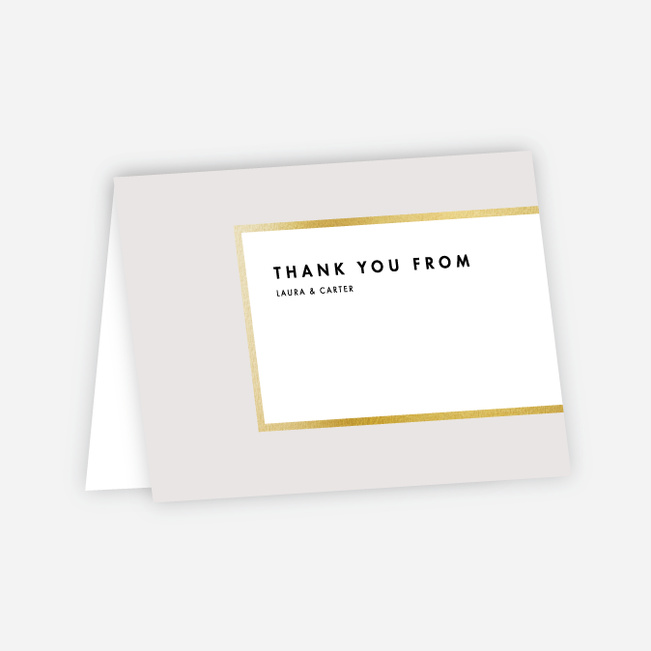 Foil Blocks Wedding Thank You Cards - Beige