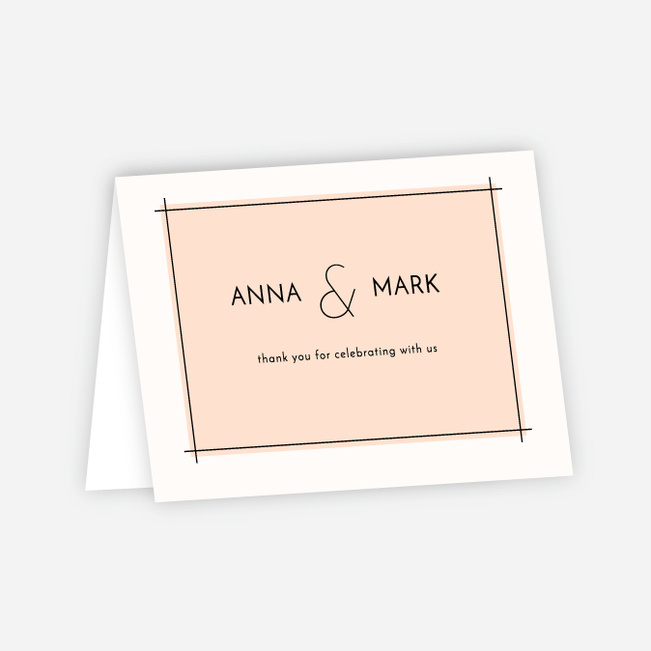 Simple Lines Wedding Thank You Cards - Pink