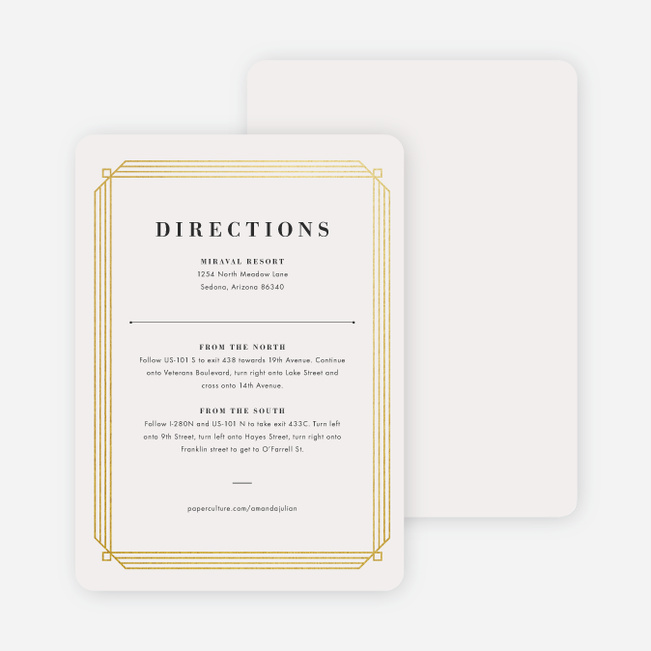 Art Deco Wedding Direction Cards | Paper Culture