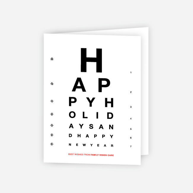 Happy Holidays Corporate Eye Chart Cards - Red