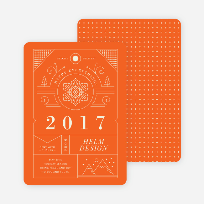 Intricate Details Corporate Holiday Cards - Orange