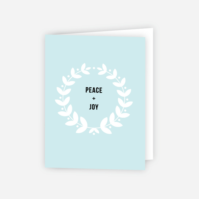 Joyful Wreath Corporate Holiday Cards - Blue