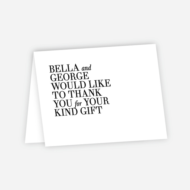 Botanical Bliss Wedding Thank You Cards - Black