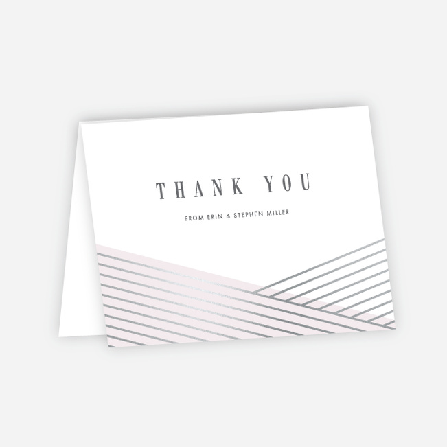 Diagonal Chic Wedding Thank You Cards - Pink