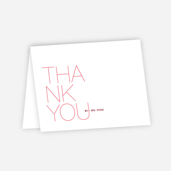 Stacked Type Wedding Thank You Cards - Pink