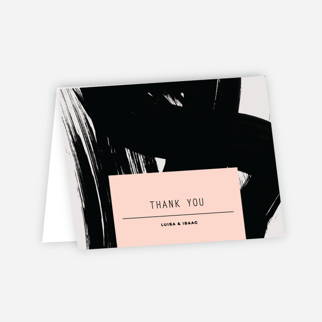 Bold Strokes Wedding Thank You Cards - Pink