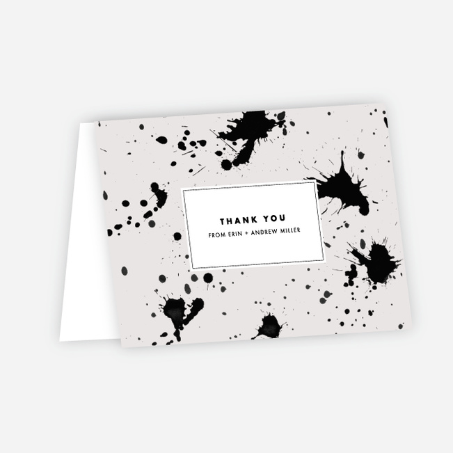Brush Splash Wedding Thank You Cards - Beige