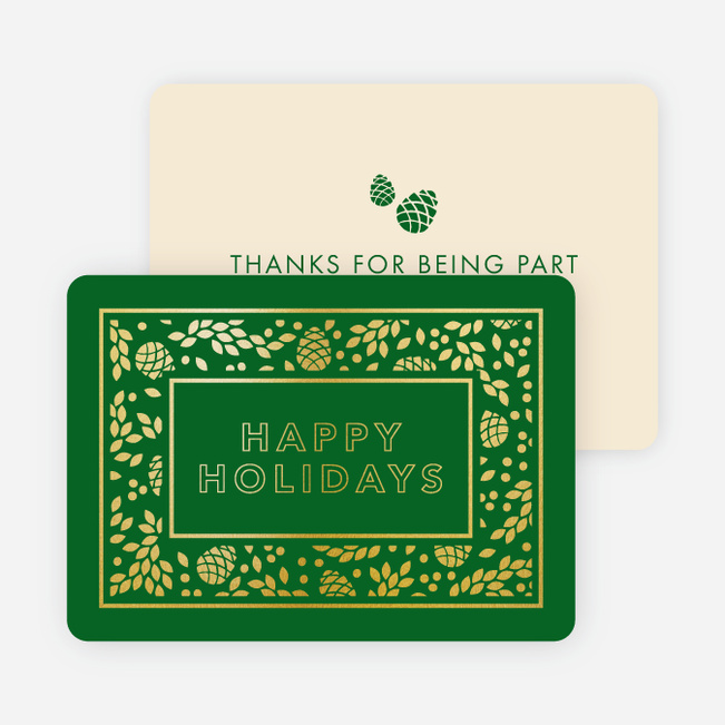 Foil Pine Cones Holiday Cards - Green