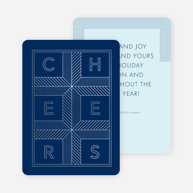 Square Cheers New Year Cards - Blue