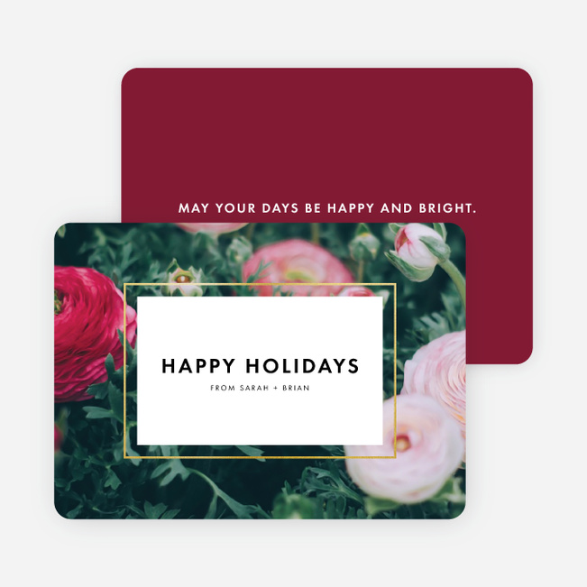 Bouquet Border Holiday Cards - Red