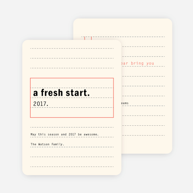 Fresh Start New Year Cards - Beige