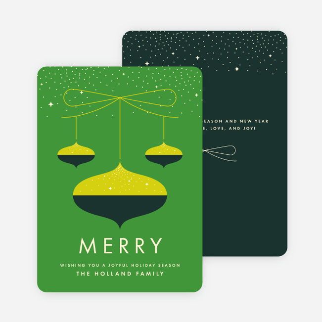 Merry Ornaments Family Christmas Cards - Green